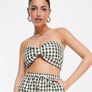 ASOS Bandeau in Khaki and Green Gingham